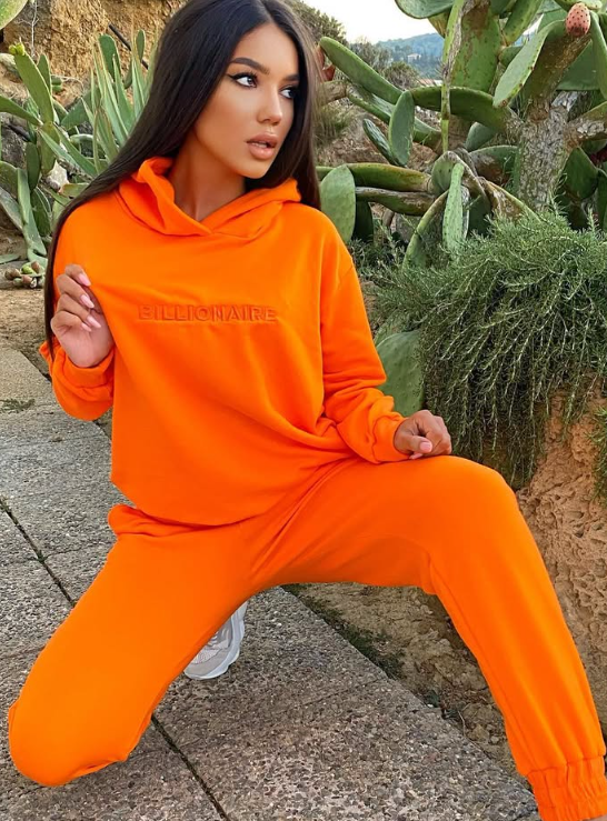 Compleu damă sport-casual portocaliu aprins